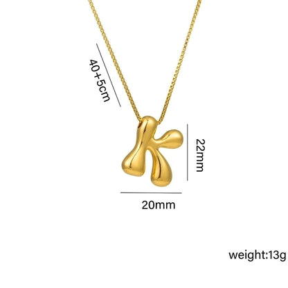 Gaudi Initial Letter Gold Pendant Necklace