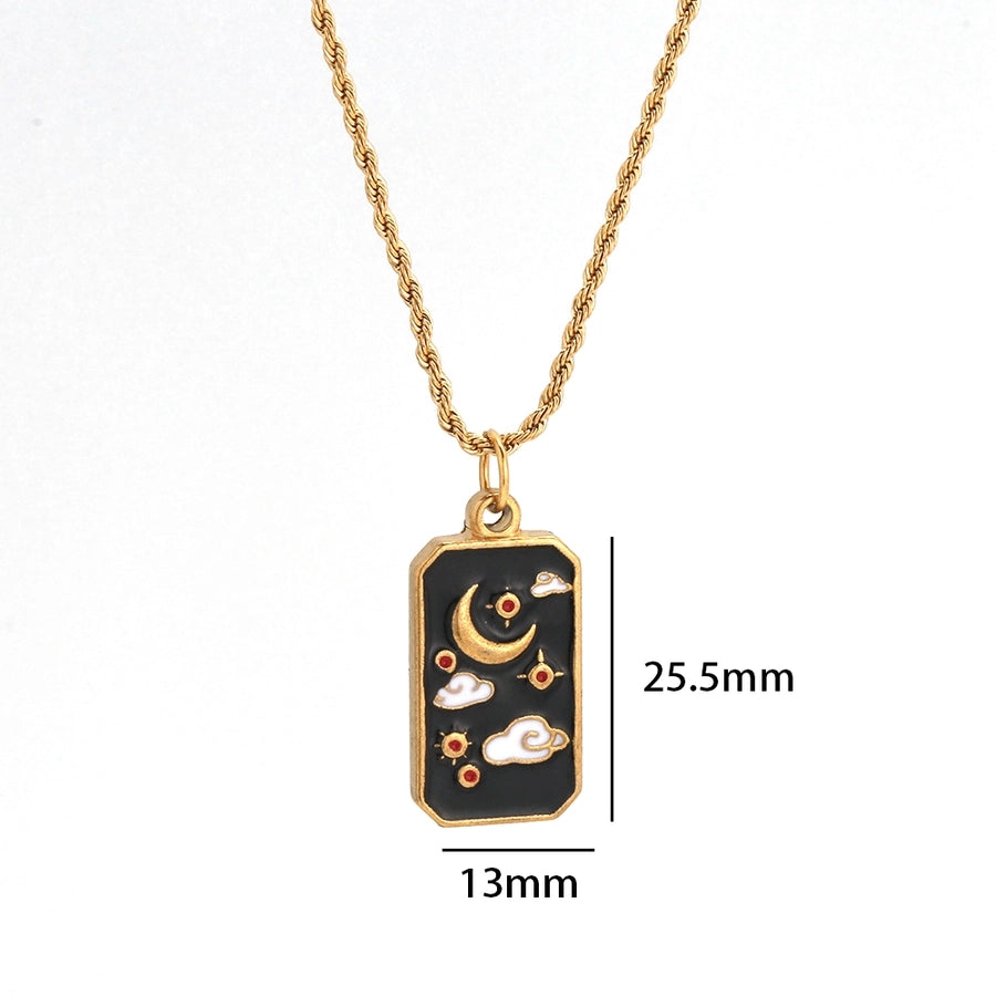 Black Enamel Tarot Card Pendant Necklace