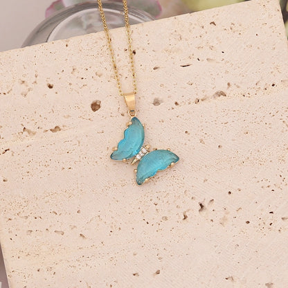 Crystal Butterfly Pendant Necklace