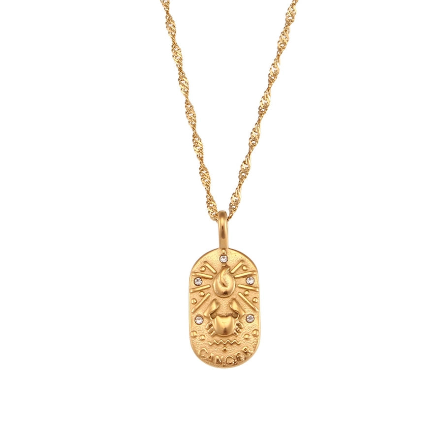 Vintage Gold Zodiac Pendant Necklace