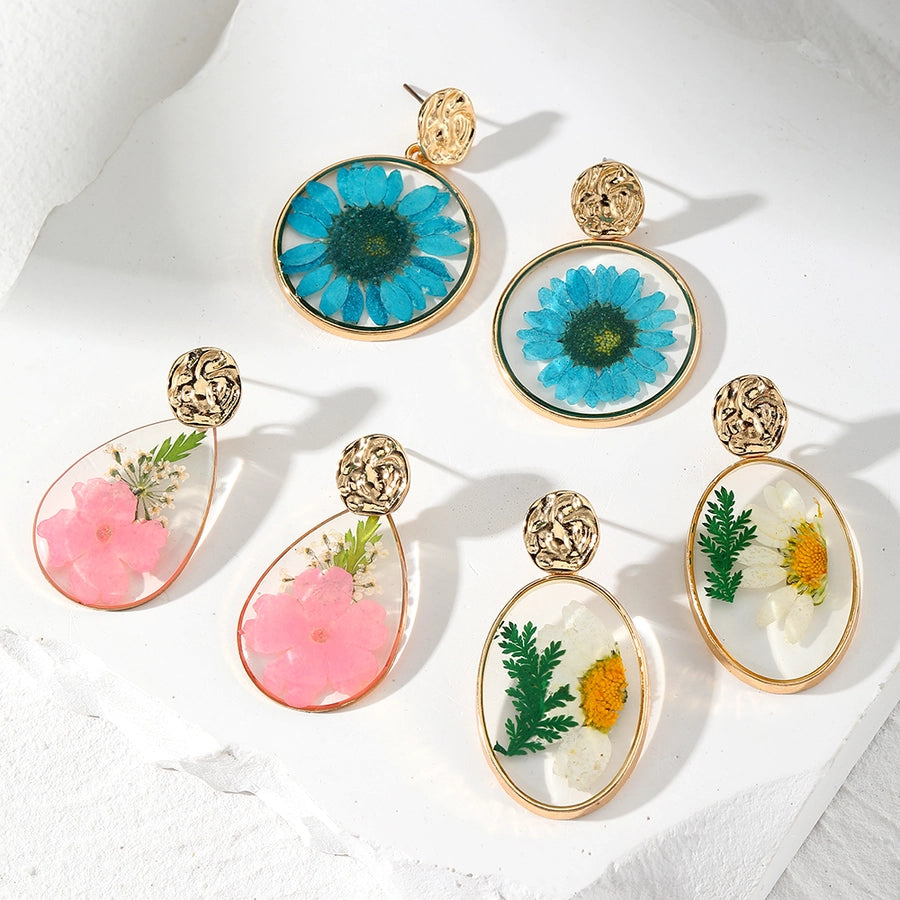 Leona Floral Resin Dangle Earrings