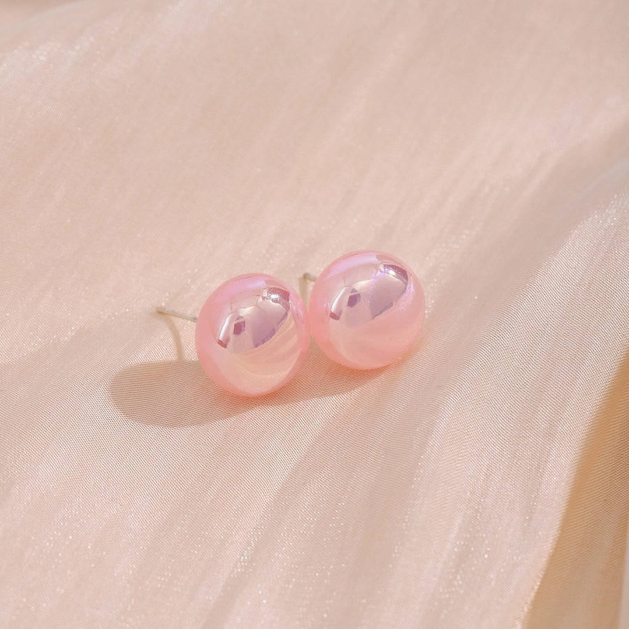 Pink Bubble Resin Stud Earrings