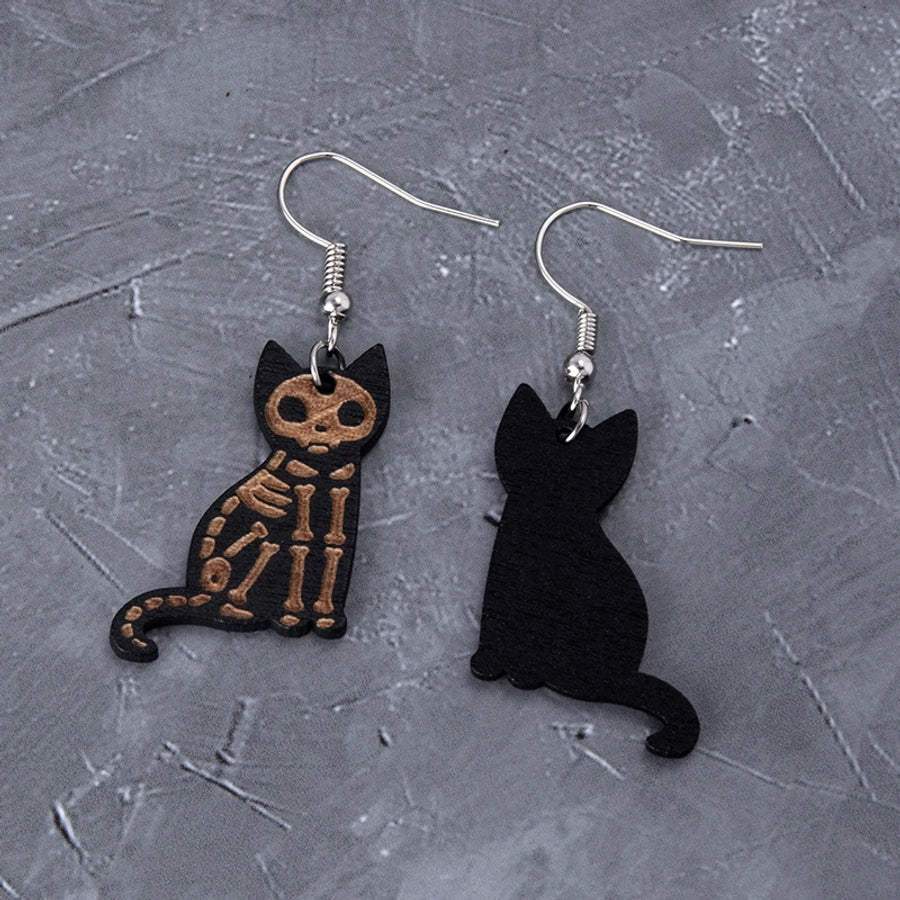 Halloween Black Cat Hook Earrings