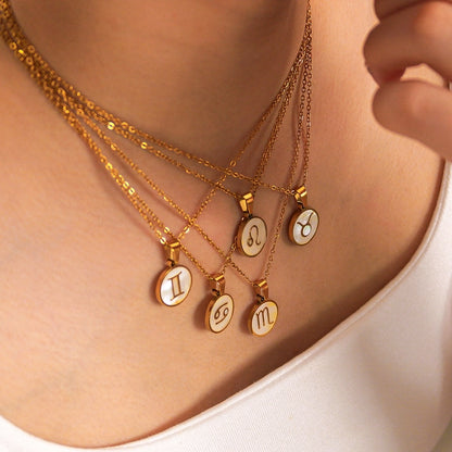 Dainty Shell Zodiac Pendant Necklace