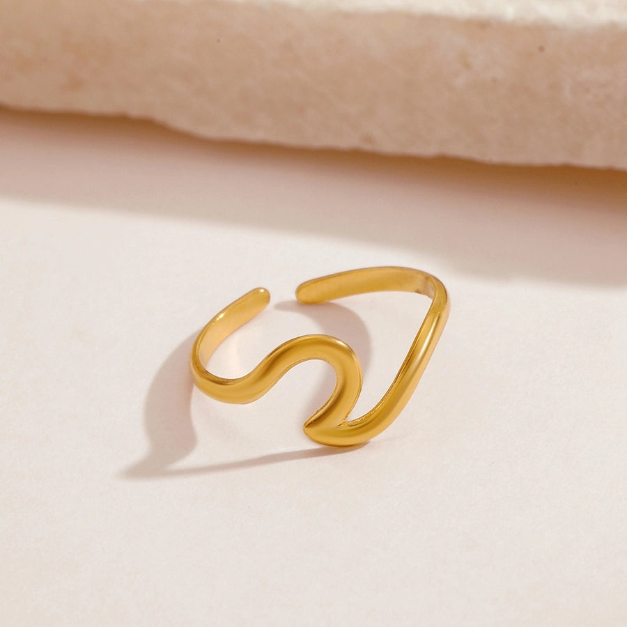 Simple Sea Wave Open Ring