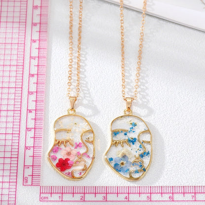 The Face Floral Resin Pendant Necklace