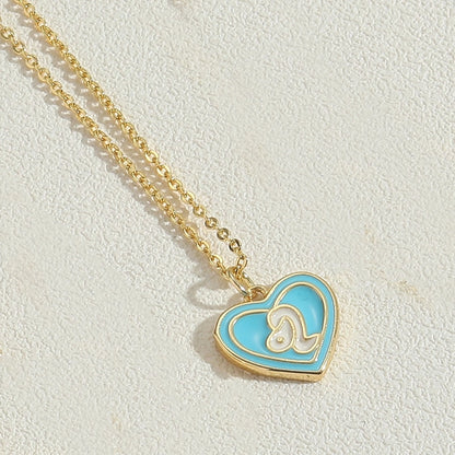 Candy Heart Enamel Zodiac Pendant Necklace