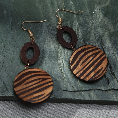 Geometric Wooden Dangle Earrings