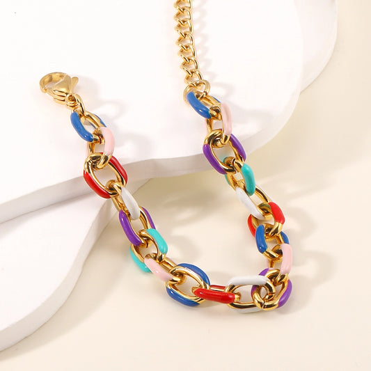 Pastel Enamel Chain Bracelet