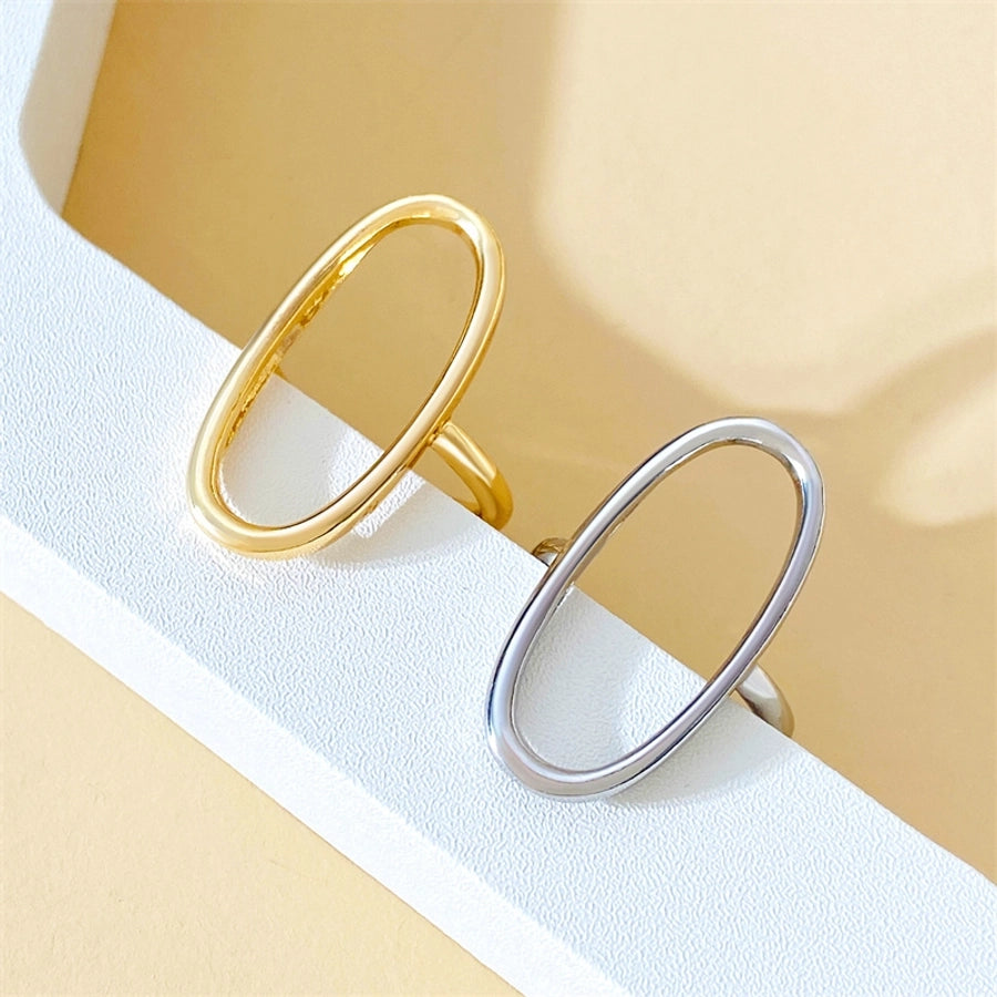 Oval Geometric Hollow Open Ring