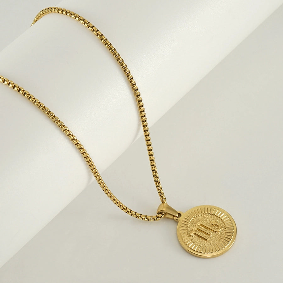 Coin Golden Zodiac Pendant Necklace