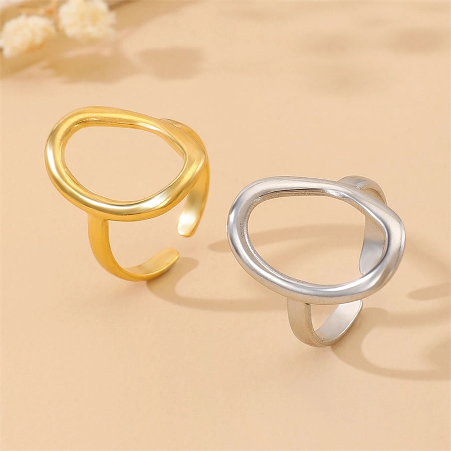 Oval Geometric Hollow Open Ring