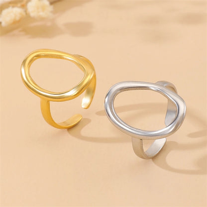 Oval Geometric Hollow Open Ring