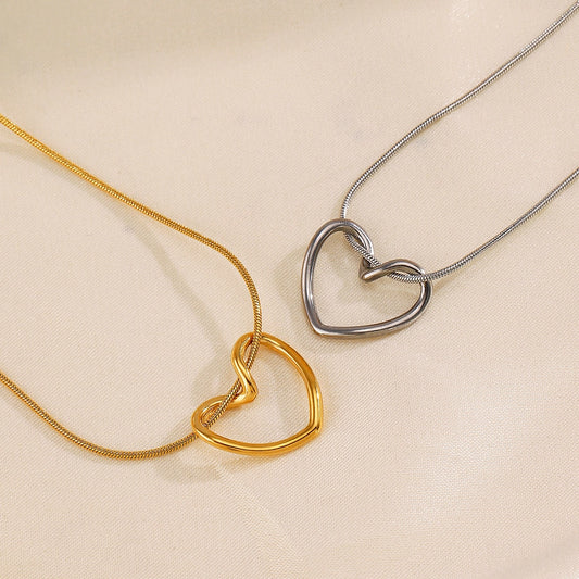 Dainty Hollow Heart Pendant Necklace