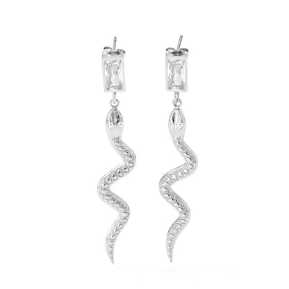 Vintage Crystal Snake Dangle Earrings