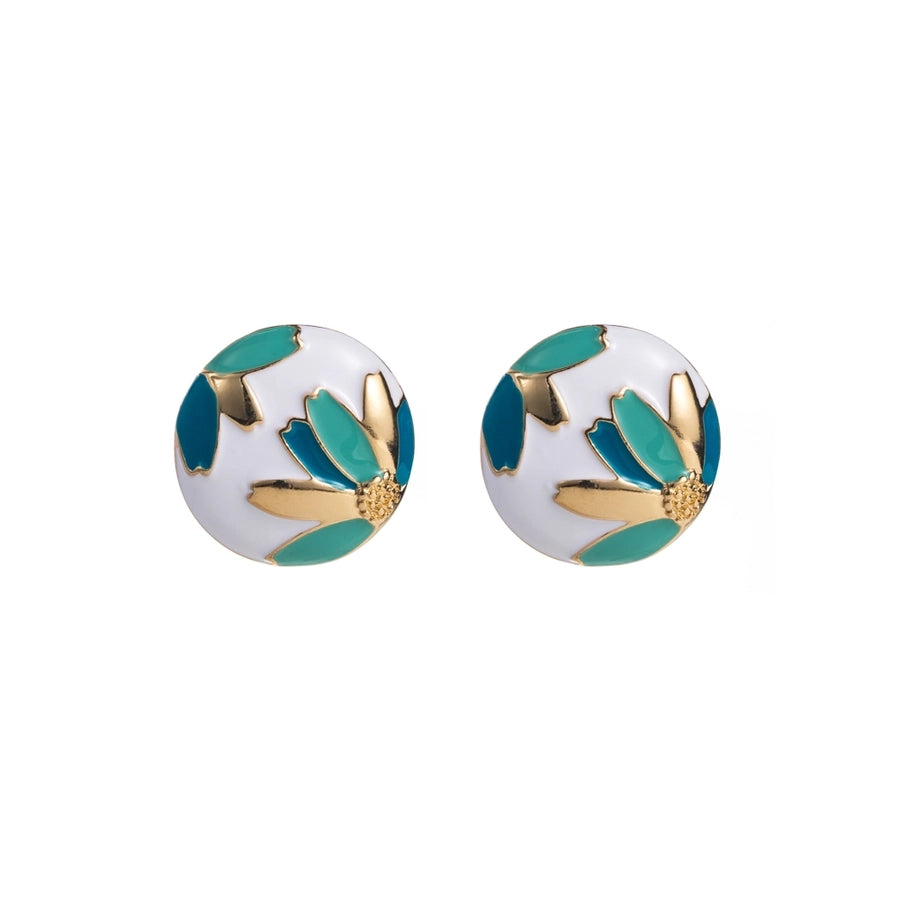 Floral Art Enamel Stud Earrings