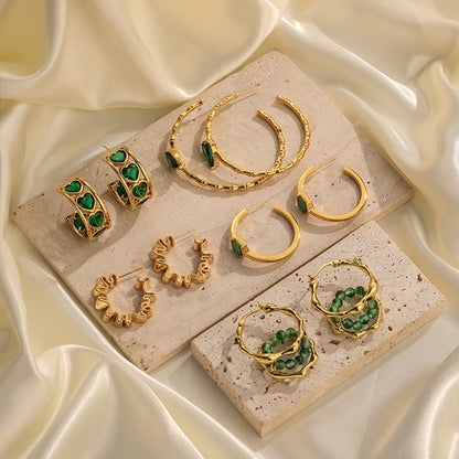 Vintage Moss Hoop Earrings