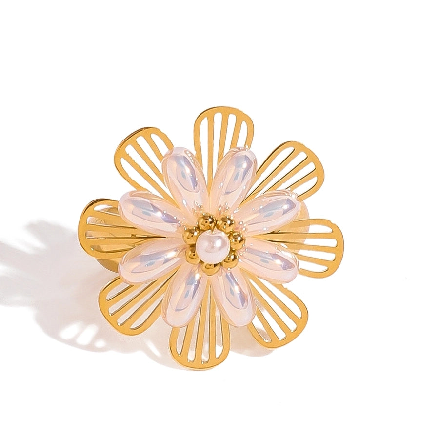 Pearl Daisy Open Ring