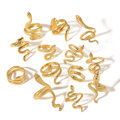 Golden Snake Open Rings