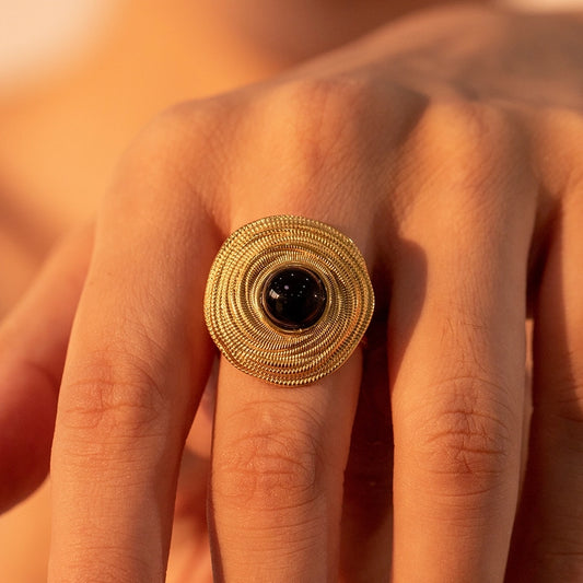 Vintage Black Agate Statement Ring