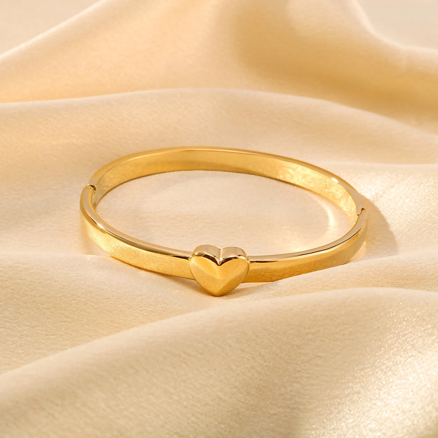 Golden Heart Bangle Bracelet