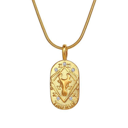 Vintage Gold Zodiac Pendant Necklace