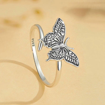 Vintage Butterfly Art Open Ring