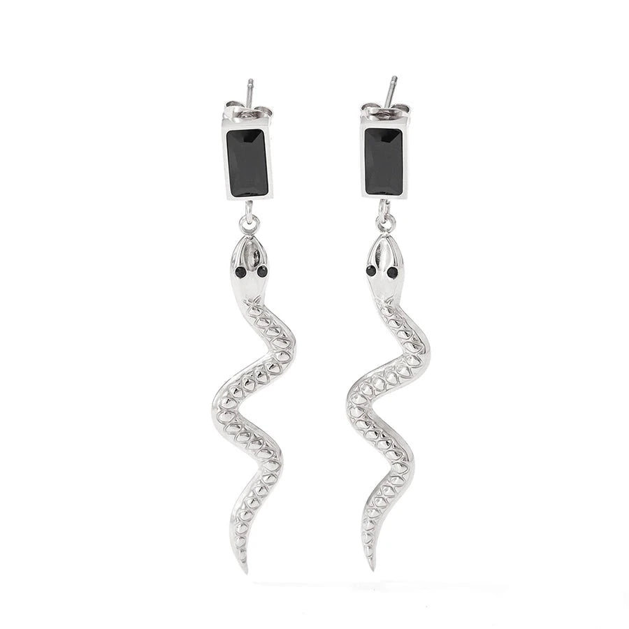 Vintage Crystal Snake Dangle Earrings