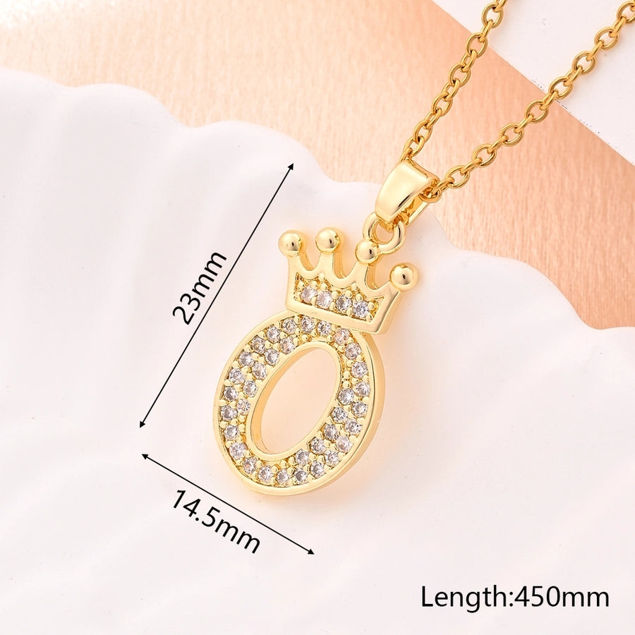 Crystal Crown Initial Pendant Necklace