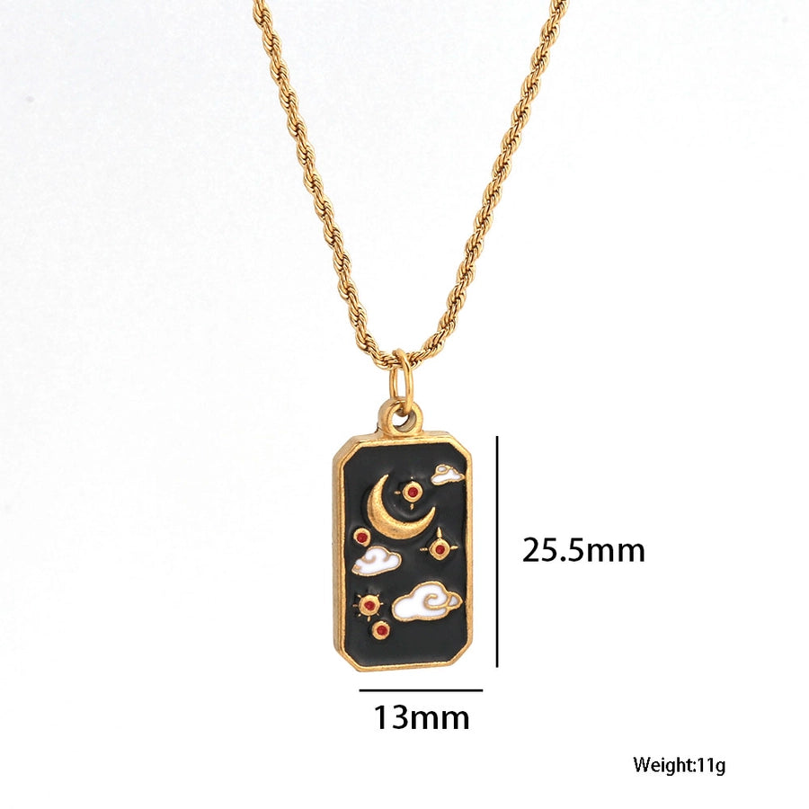 Black Enamel Tarot Card Pendant Necklace