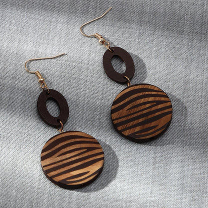 Geometric Wooden Dangle Earrings