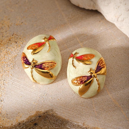 Dragonfly Art Stud Earrings