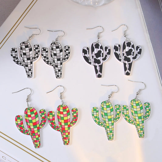 Disco Cactus Acrylic Drop Earrings