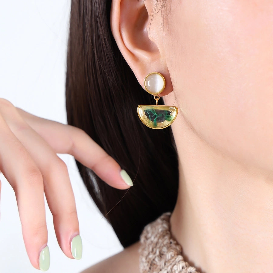 Moss Smoke Resin Dangle Earrings