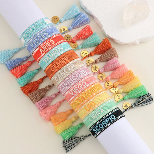 Zodiac Sign Woven Bracelets