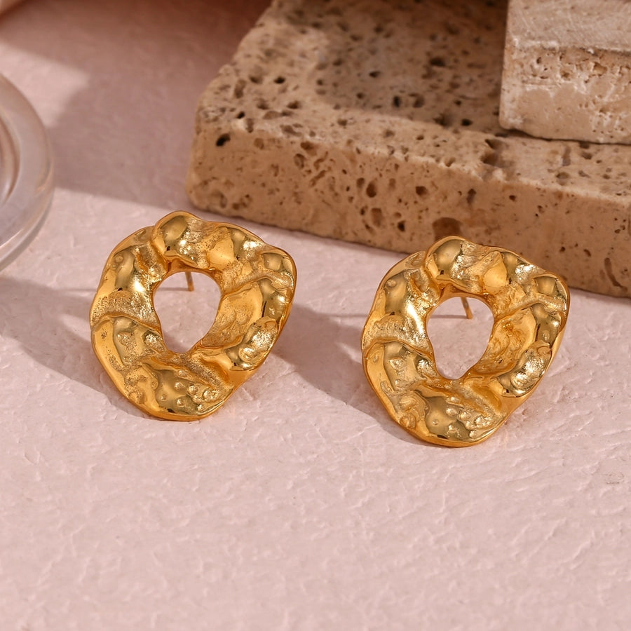 Abstract Hollow Gold Stud Earrings