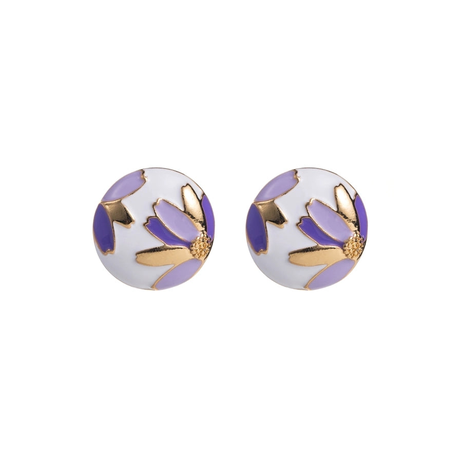 Floral Art Enamel Stud Earrings