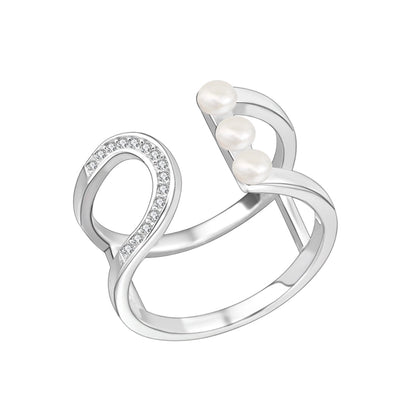 Celina Silver Pearl Open Ring