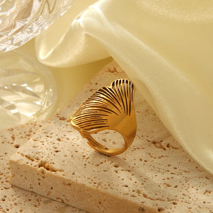 Gingko Leaf Hollow Adjustable Ring