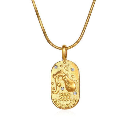 Vintage Gold Zodiac Pendant Necklace