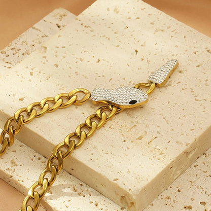 Crystal Snake Cuban Chain Necklace