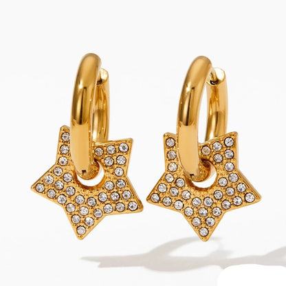 90s Star Charm Hoop Earrings