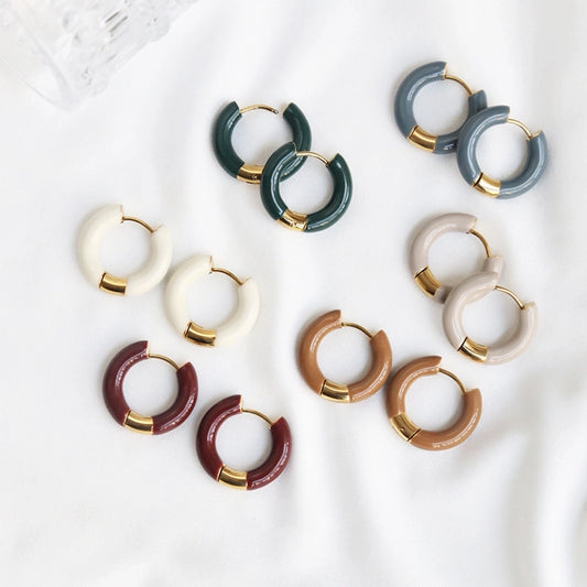 Simple Enamel Hoop Earrings