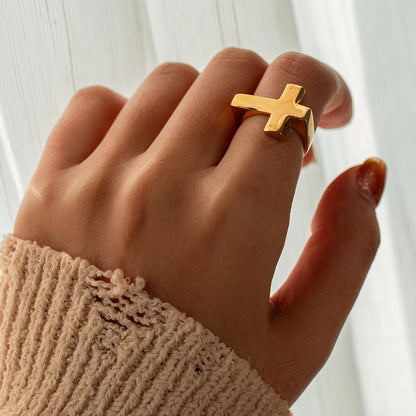 Golden Cross Statement Ring