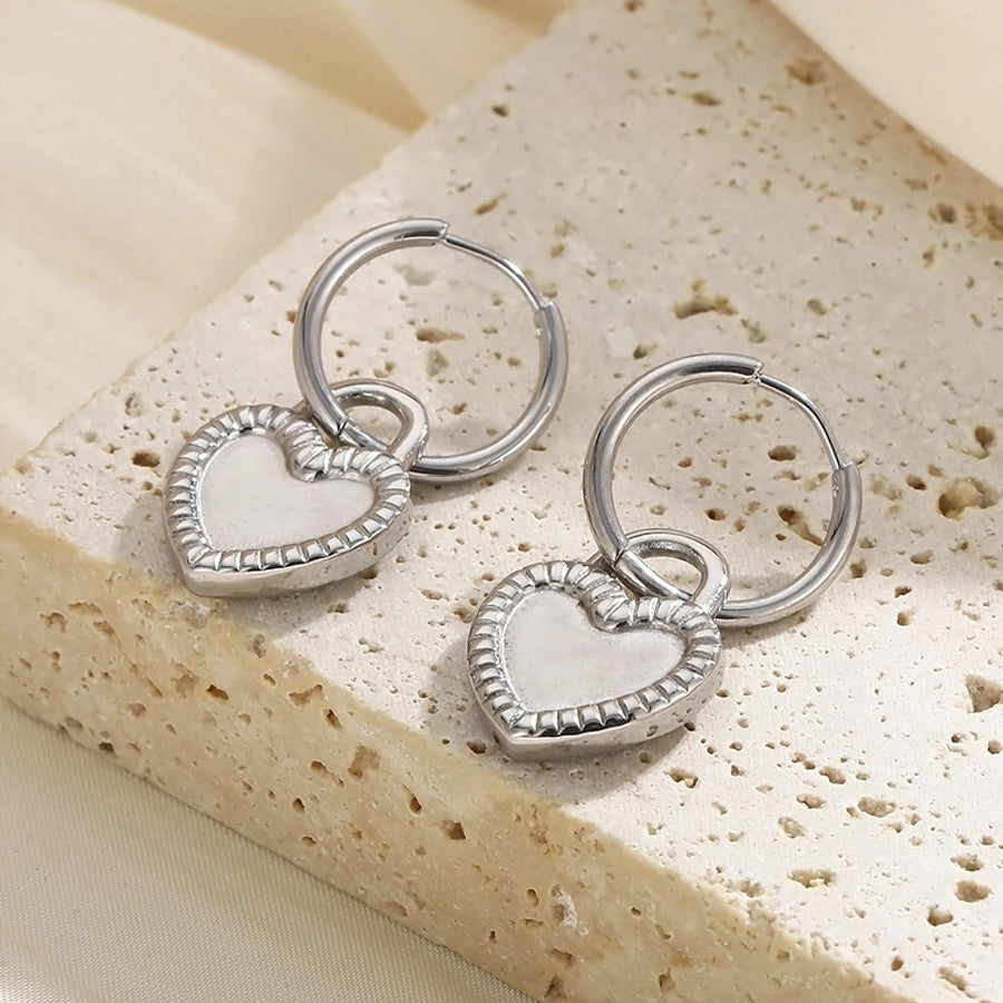 Street Heart Charm Hoop Earrings