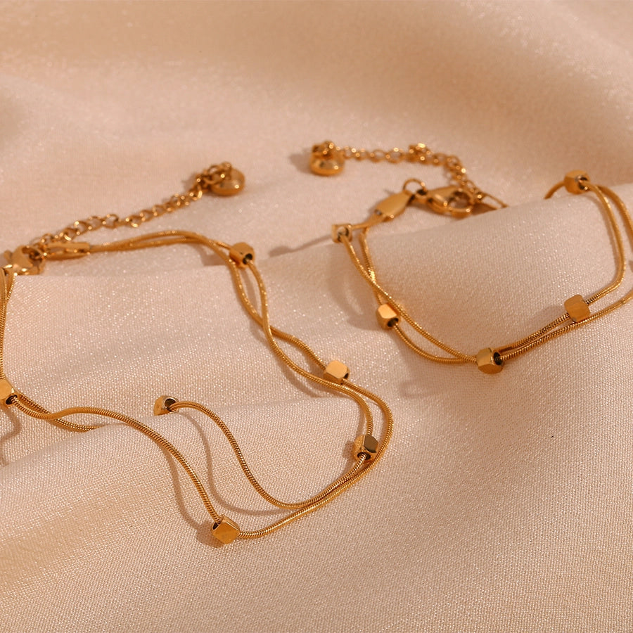 Cube Double Layer Chain Anklet