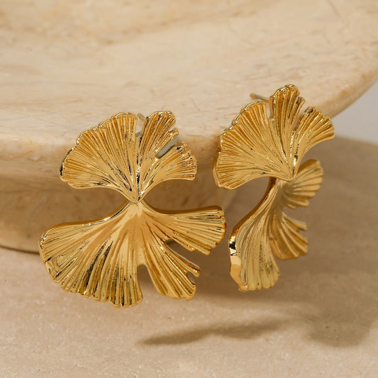 Art Ginkgo Leaf Stud Earrings