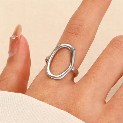 Oval Geometric Hollow Open Ring