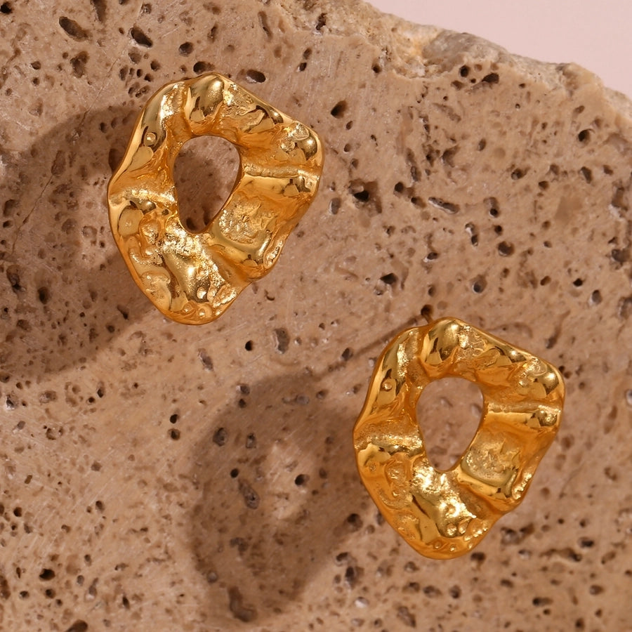 Abstract Hollow Gold Stud Earrings