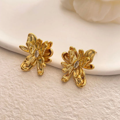 Valeria Golden Flower Stud Earrings